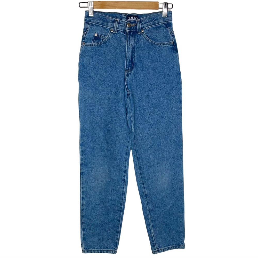VINTAGE High Rise Wedgie Straight Crop Mom Jeans Blue Size 23
